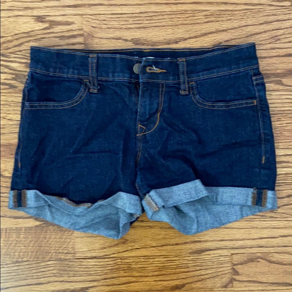 dark wash no rip jean shorts